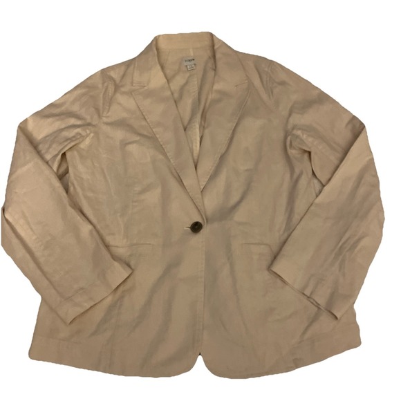 J.CREW Jackets & Blazers - J. Crew Linen and Cotton Blend Blazer Womens Size 12 Cream/Tan Color‎